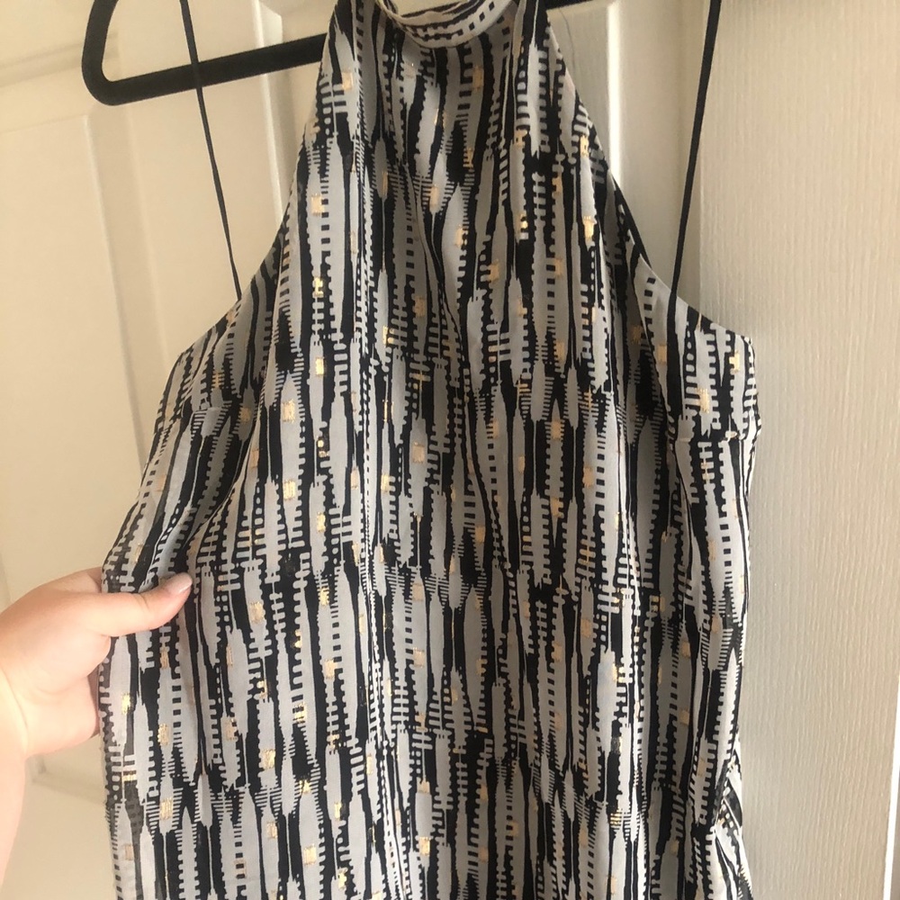 White, Black, and gold halter top